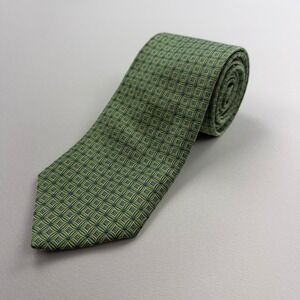 Brooks Brothers 346 Green Blue Dot Geometric Tie 100% Silk Made in USA